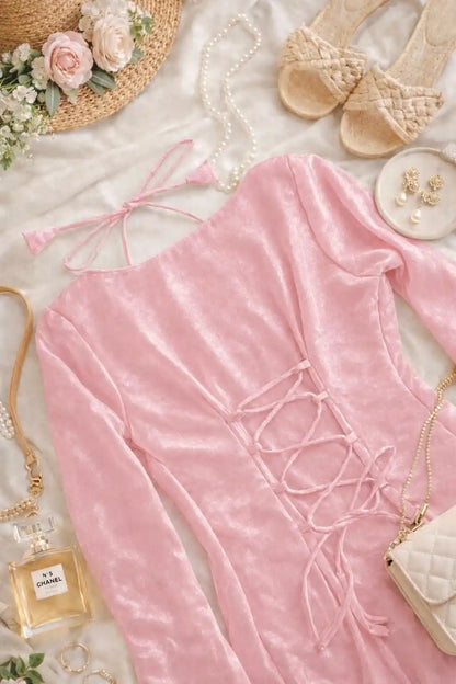 Pink Tie Back Gulnaz Set