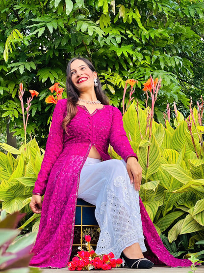 Champagne Wine Embroidered Gulnaz Kurta