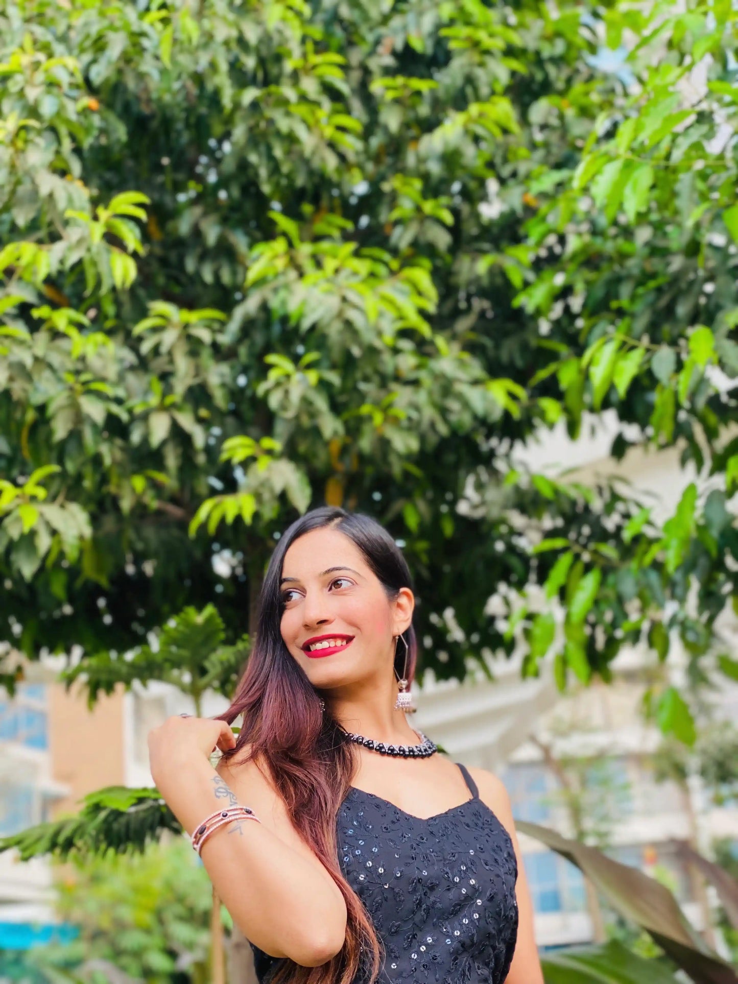 Azure Black Leaf Gulnaz Kurta