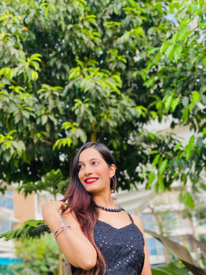 Azure Black Leaf Gulnaz Kurta