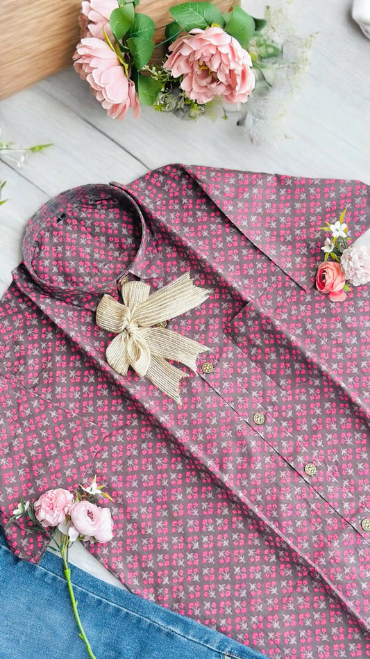 Block Grey Jaipuri Shirt