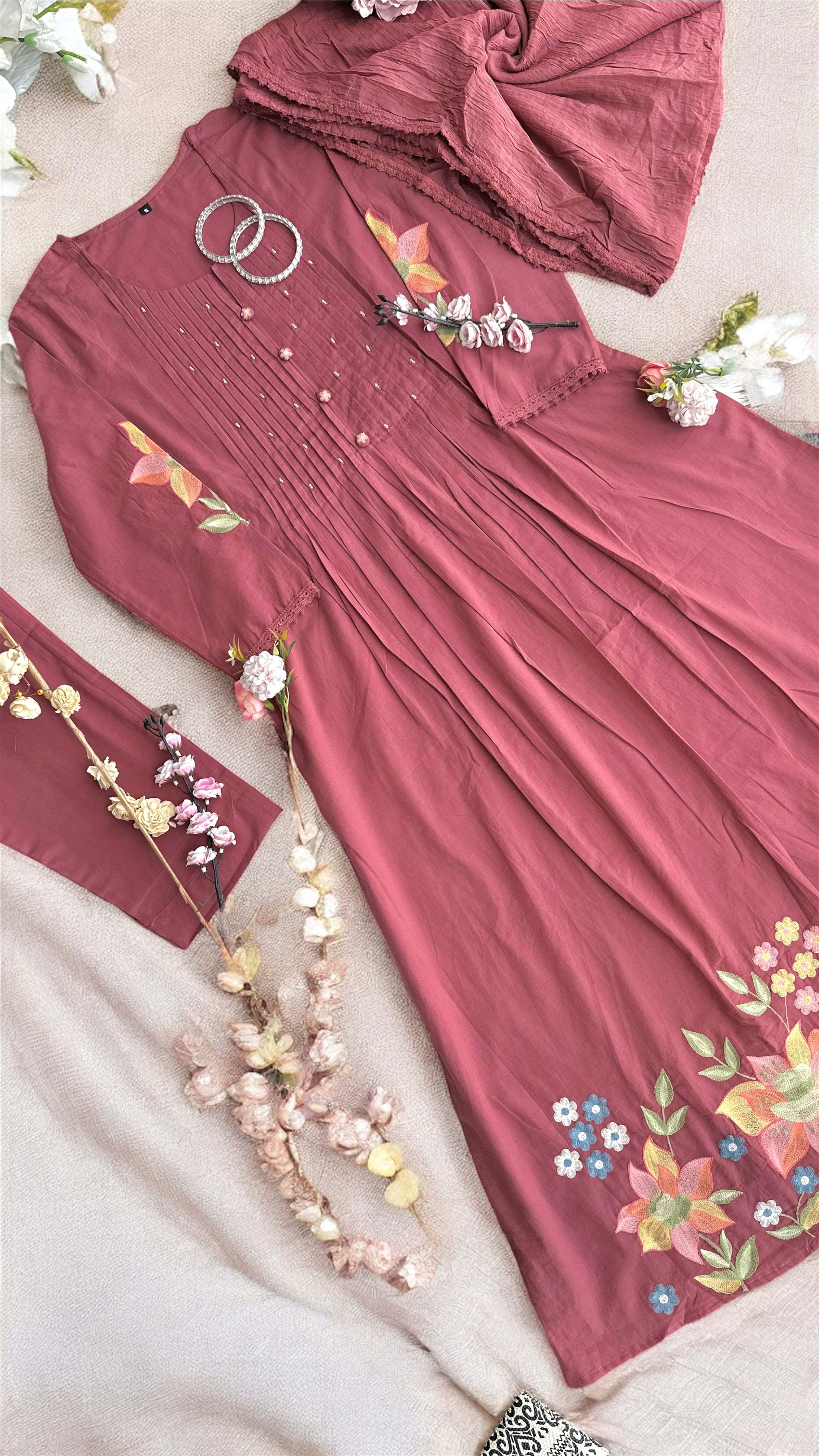 Rose Embroidered Meher Suit Set
