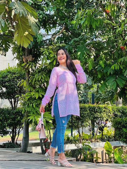 Blossom Pink Short Gulnaz Kurta