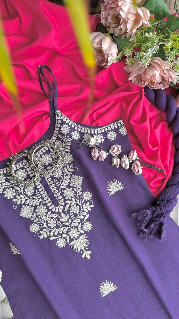 Purple Bliss Embroidered Meher Suit