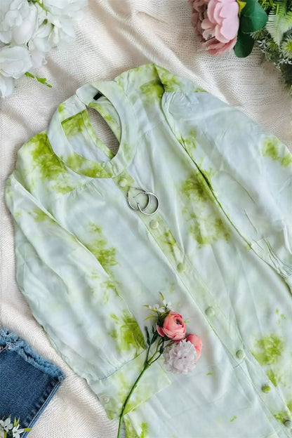 Tie Dye Green Frill Twirl Dress