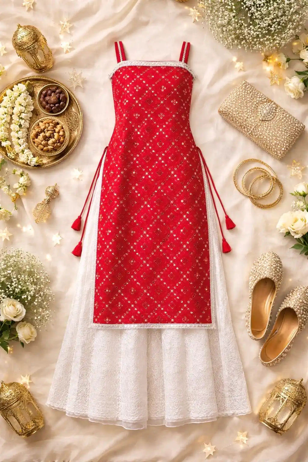 Designer Maroon Embellished Gulnaz Kurta