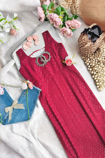 Nakhra Maroon Gulnaz Embroidered Kurta