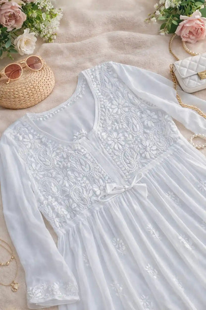 Dreamy White Short Chikan Top