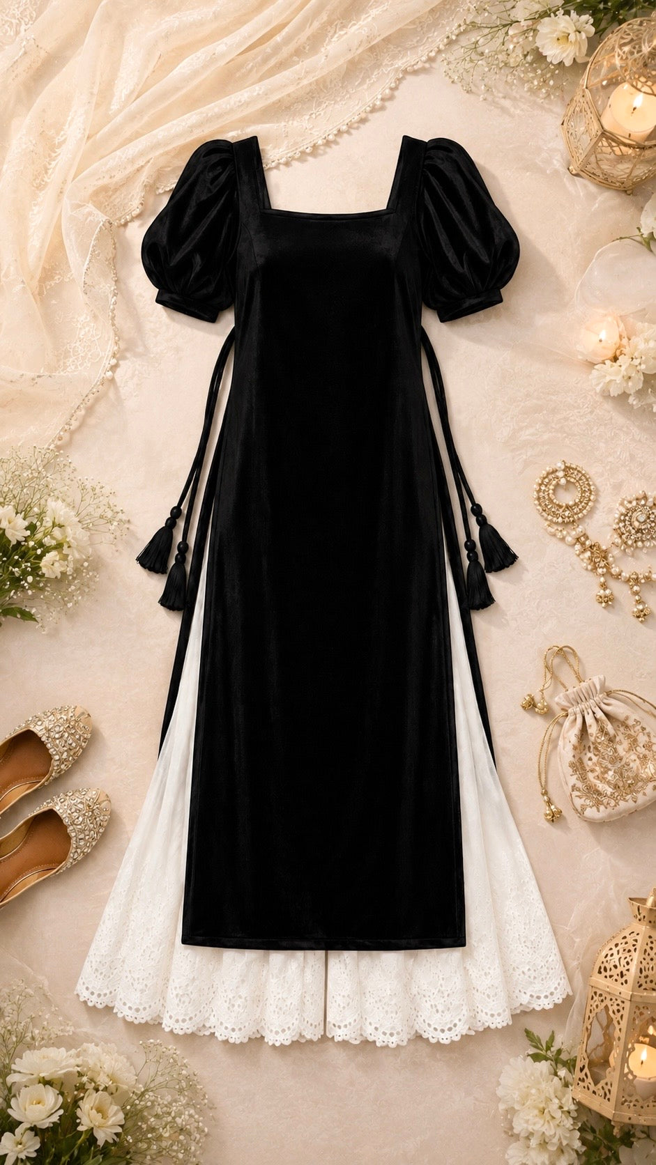 Classy Black Velvet Gulnaz Kurta
