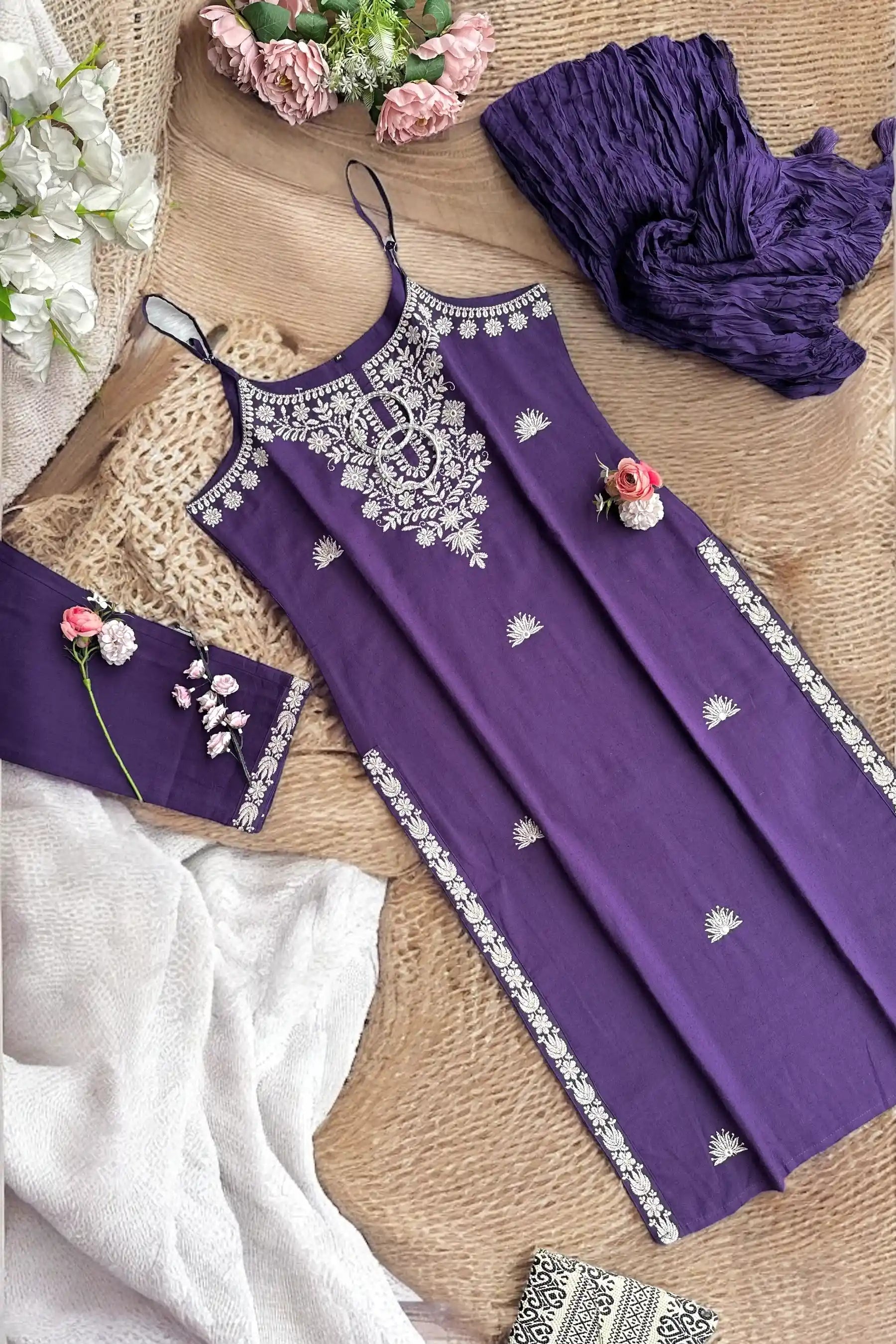 Purple Bliss Embroidered Meher Suit