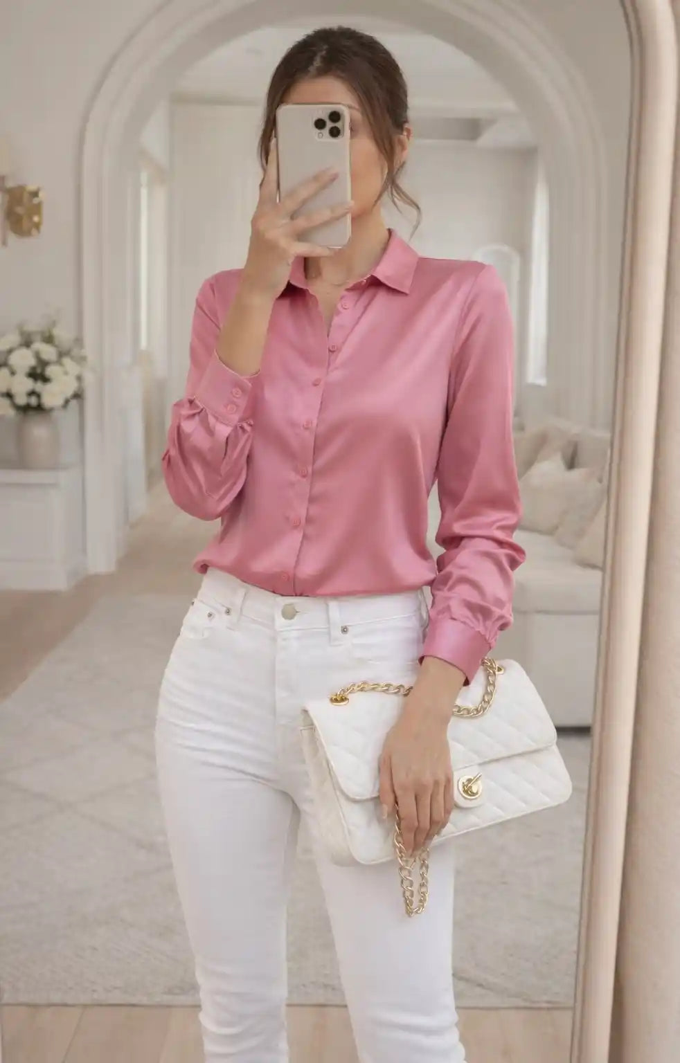Blush Pink Satin Shirt