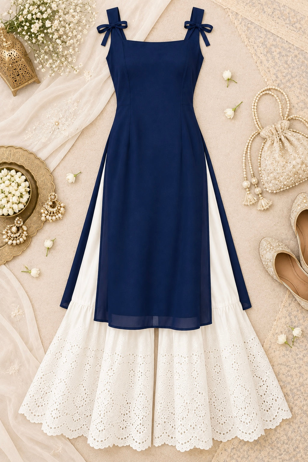 Royal Blue Georgette Gulnaz Kurta