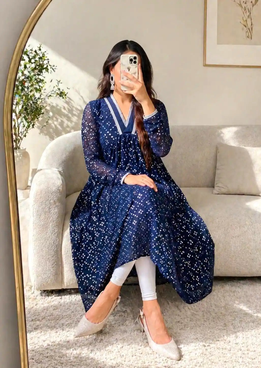 Stunning Blue Embroidered Gulnaz Nyra Kurta