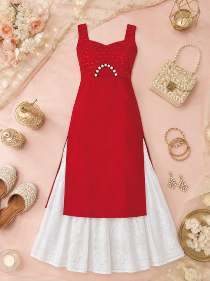 Rosey Maroon Embroidered Gulnaz Kurta
