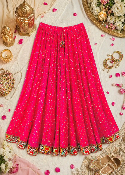 Pink Bandhej Jaipuri Twirl Skirt