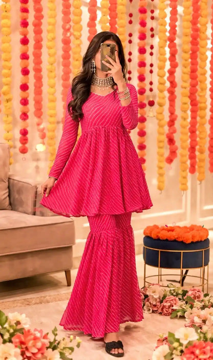 Blossom Pink Lehriya Gulnaz Ensemble