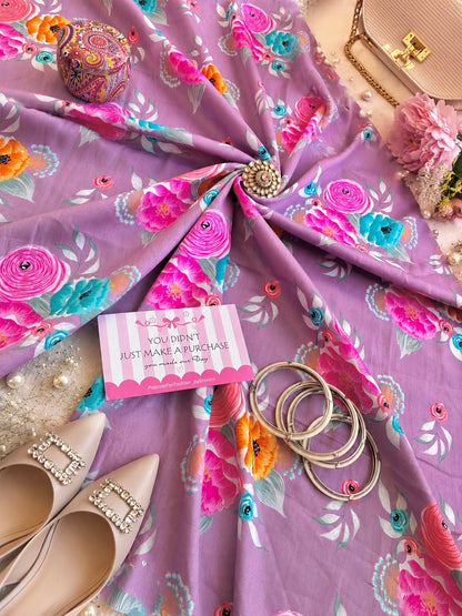 Lavender Blossom Printed Cord Set