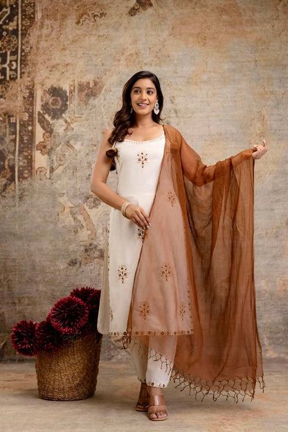 Brown Embroidered Meher Suit Set