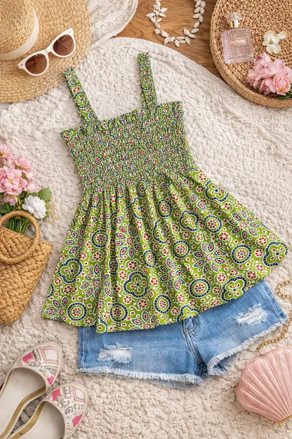 Green Kalamkari Cute Jaipuri Peplum