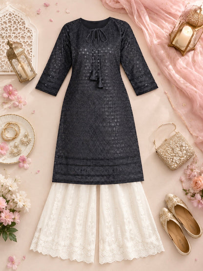 Gulnaz Black Sequin Embroidered Kurta