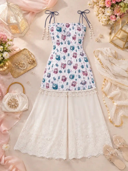 Designer Owl Print Short Kurti