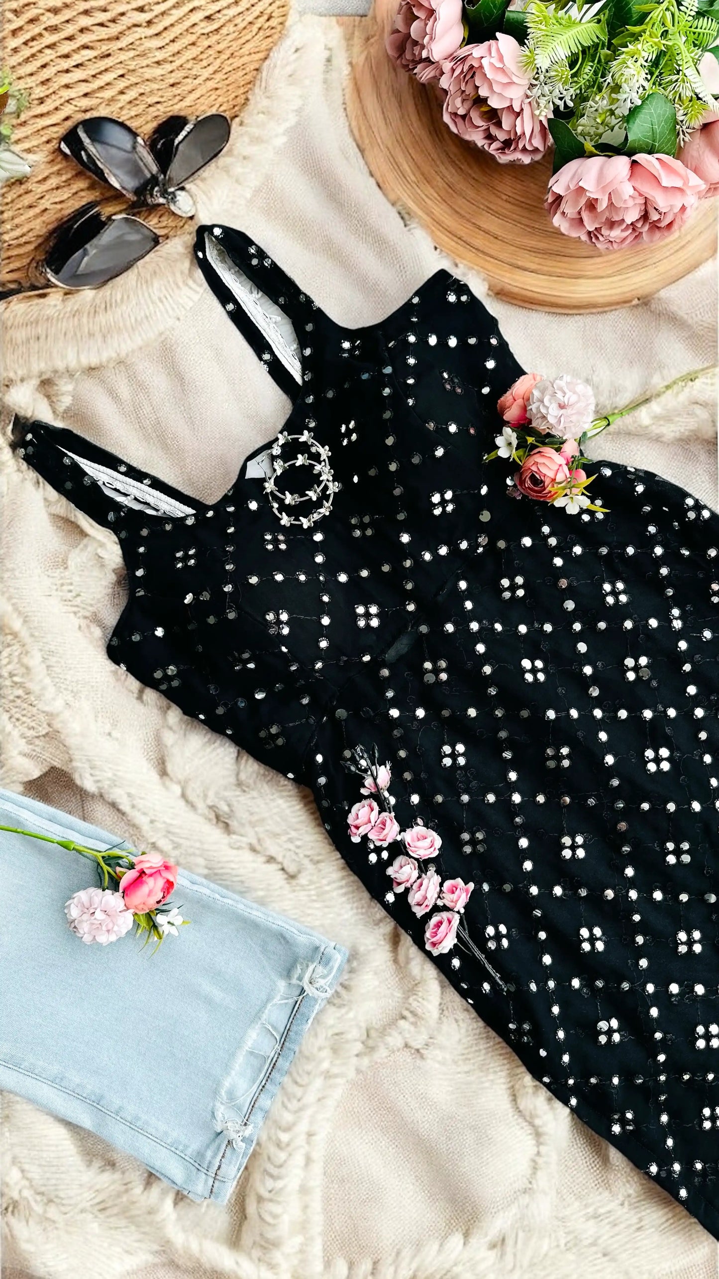 Santoshi’s Black Embroidered Gulnaz Kurta