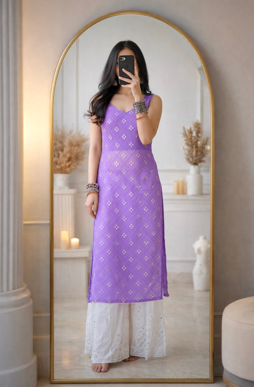 Riddhi’s Lush Lilac Mirror Gulnaz Kurta