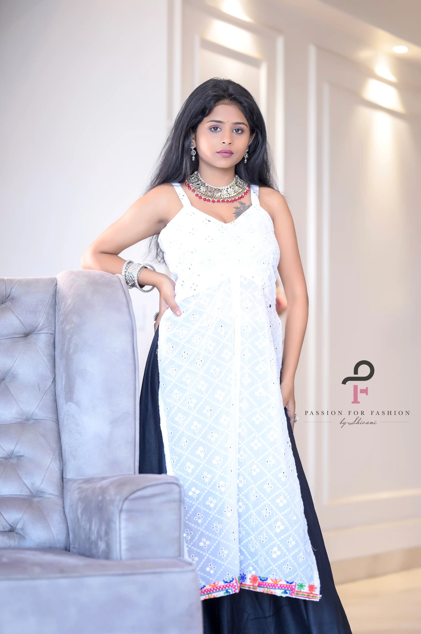 Dreamy White Embroidered Gulnaz Kurta