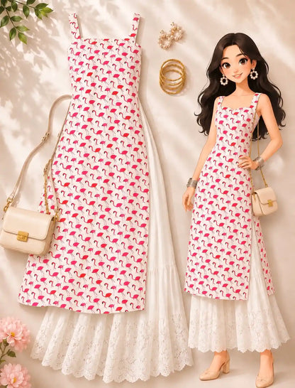 Pink Flamingo Jaipuri Gulnaz Kurta