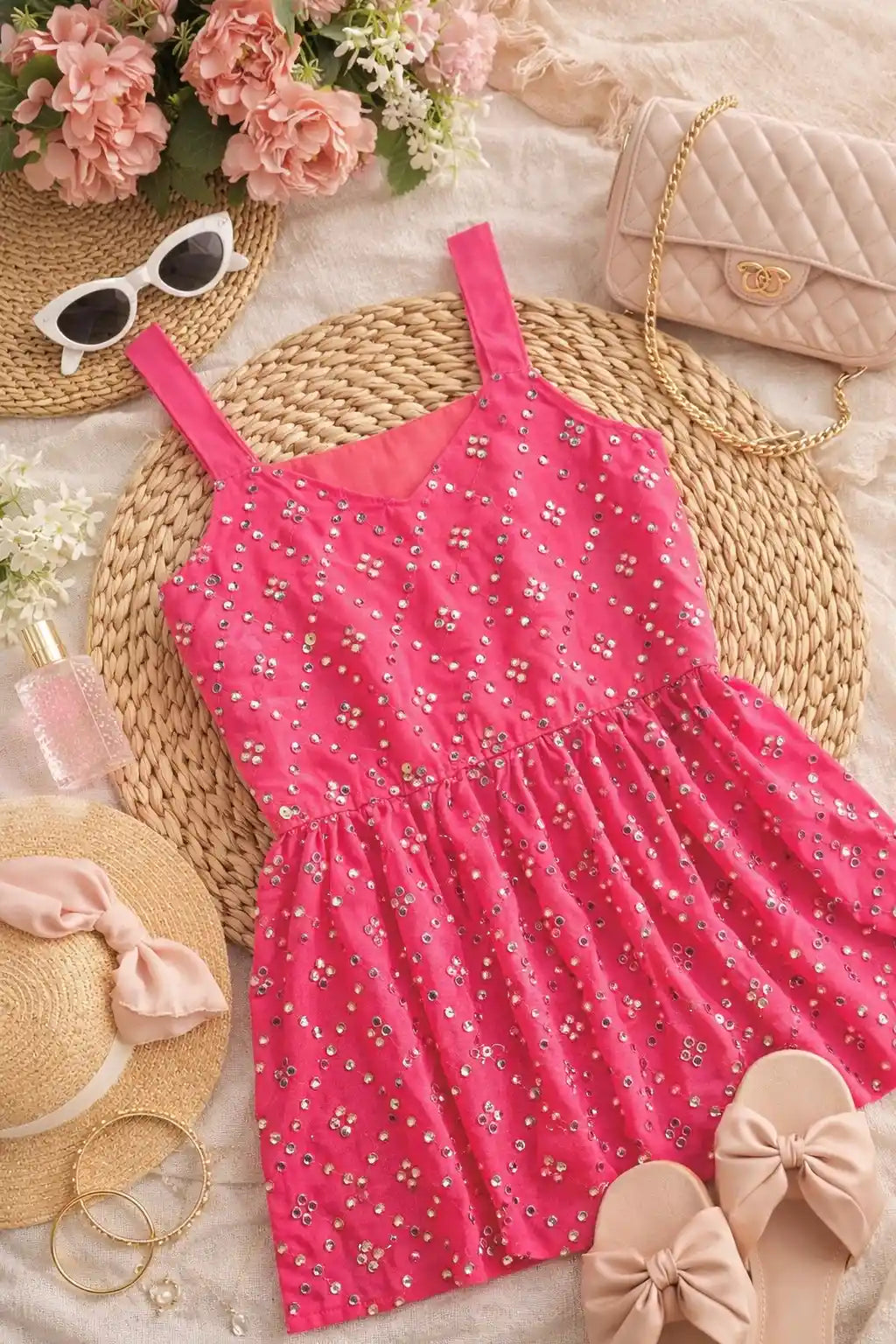 Gulnaz Peach Embellished Peplum Top