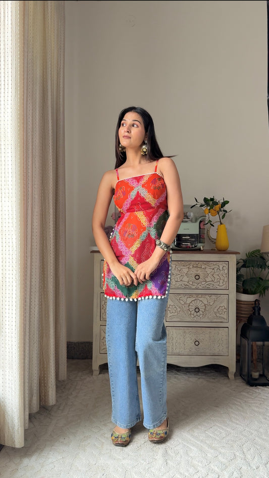 Bandhani Charm Back-Tie Top