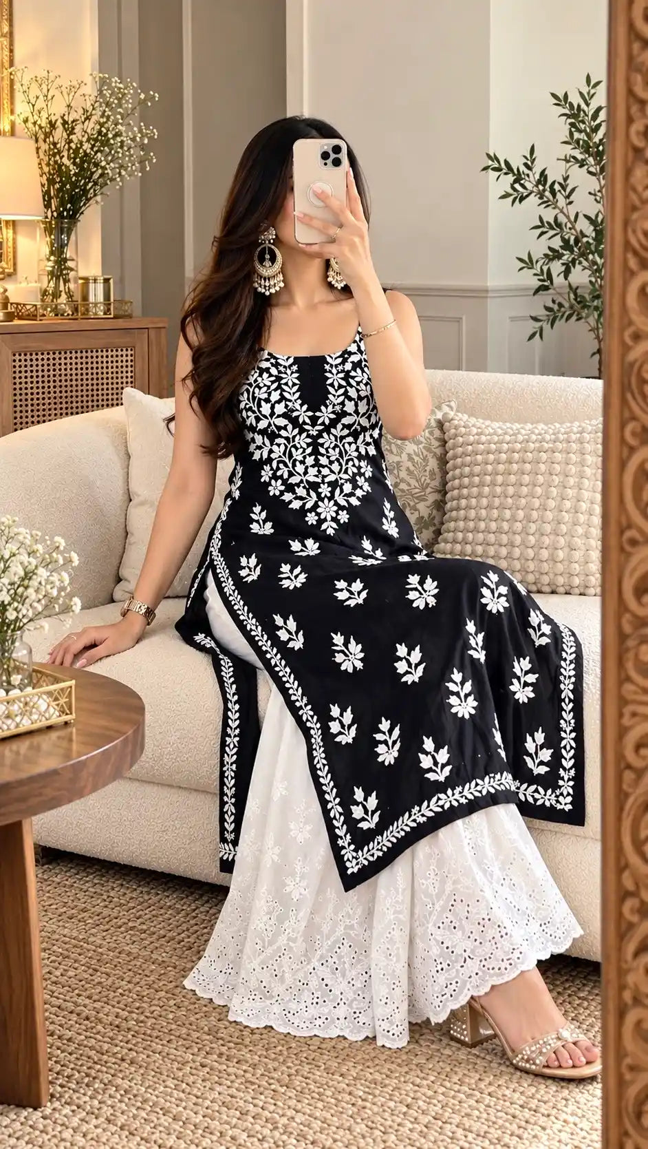 Swati's Black Aliya Noor Slit Kurta