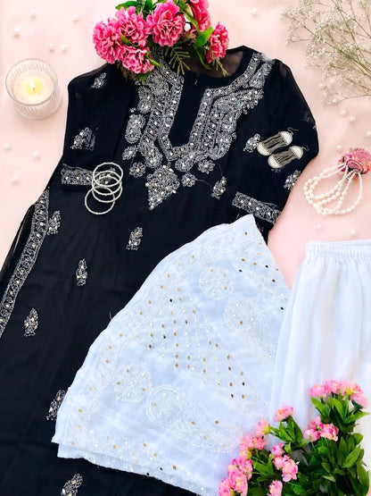 Classic Black Rooh Chikan Kurta