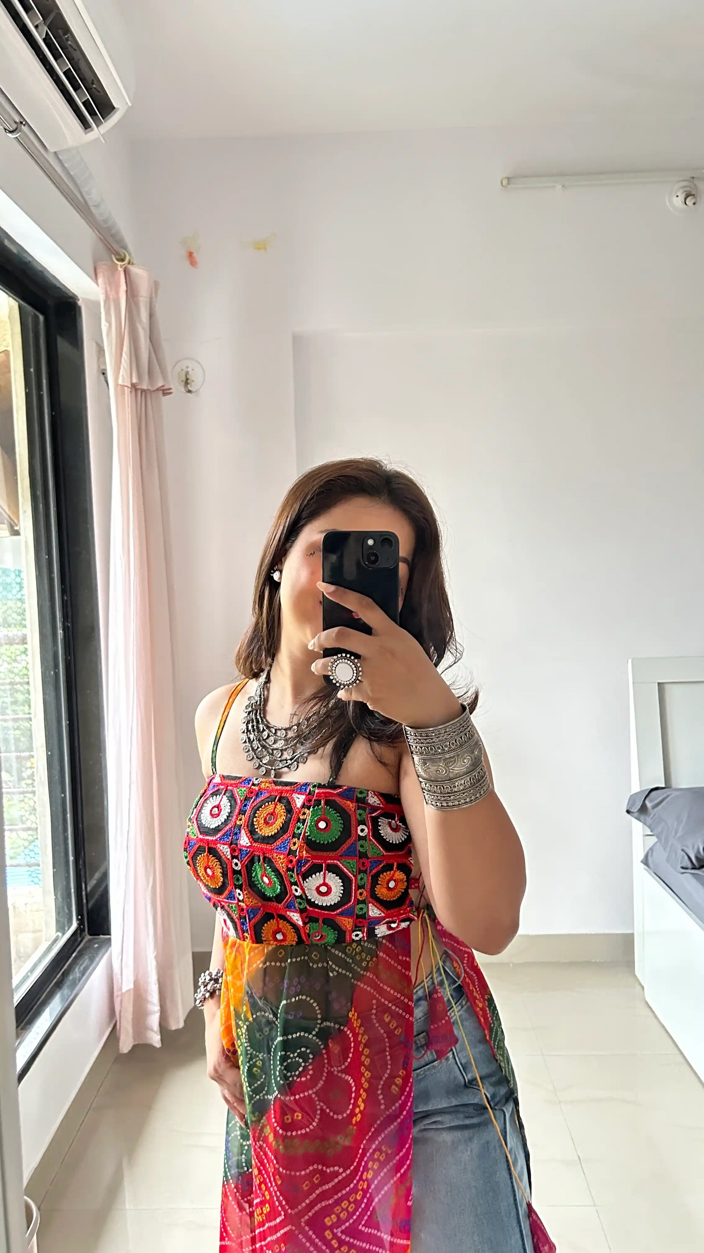 Ayesha’s Boho Bloom Bandhej Tie Kurti