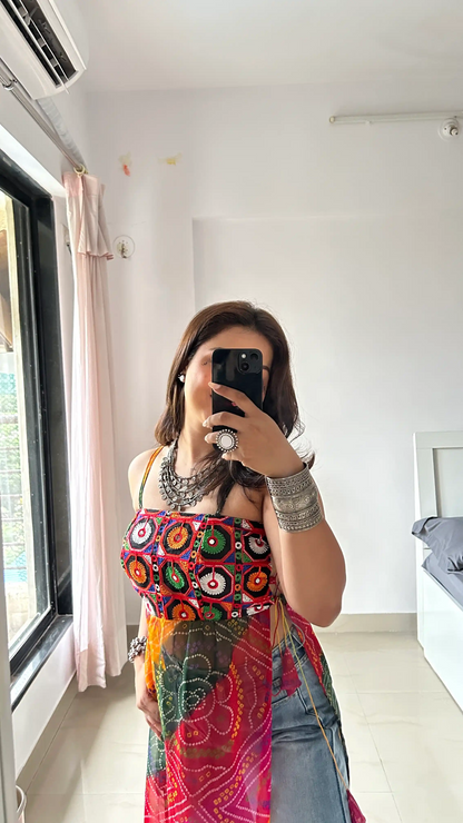 Ayesha’s Boho Bloom Bandhej Tie Kurti