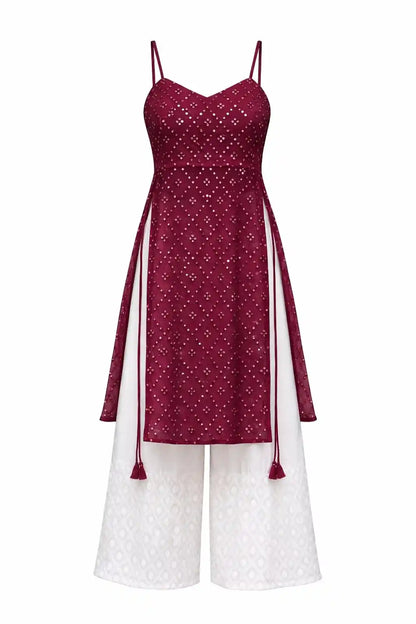 Gulnaz Wine Hand Embellished Kurta