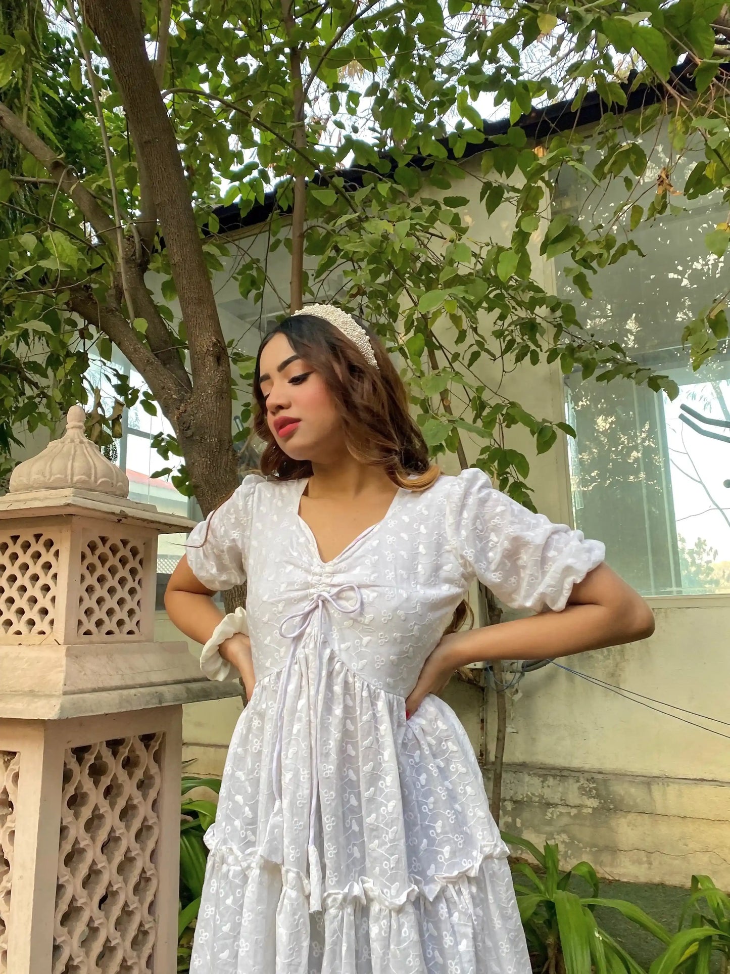 Ivory Bloom Tier Dress