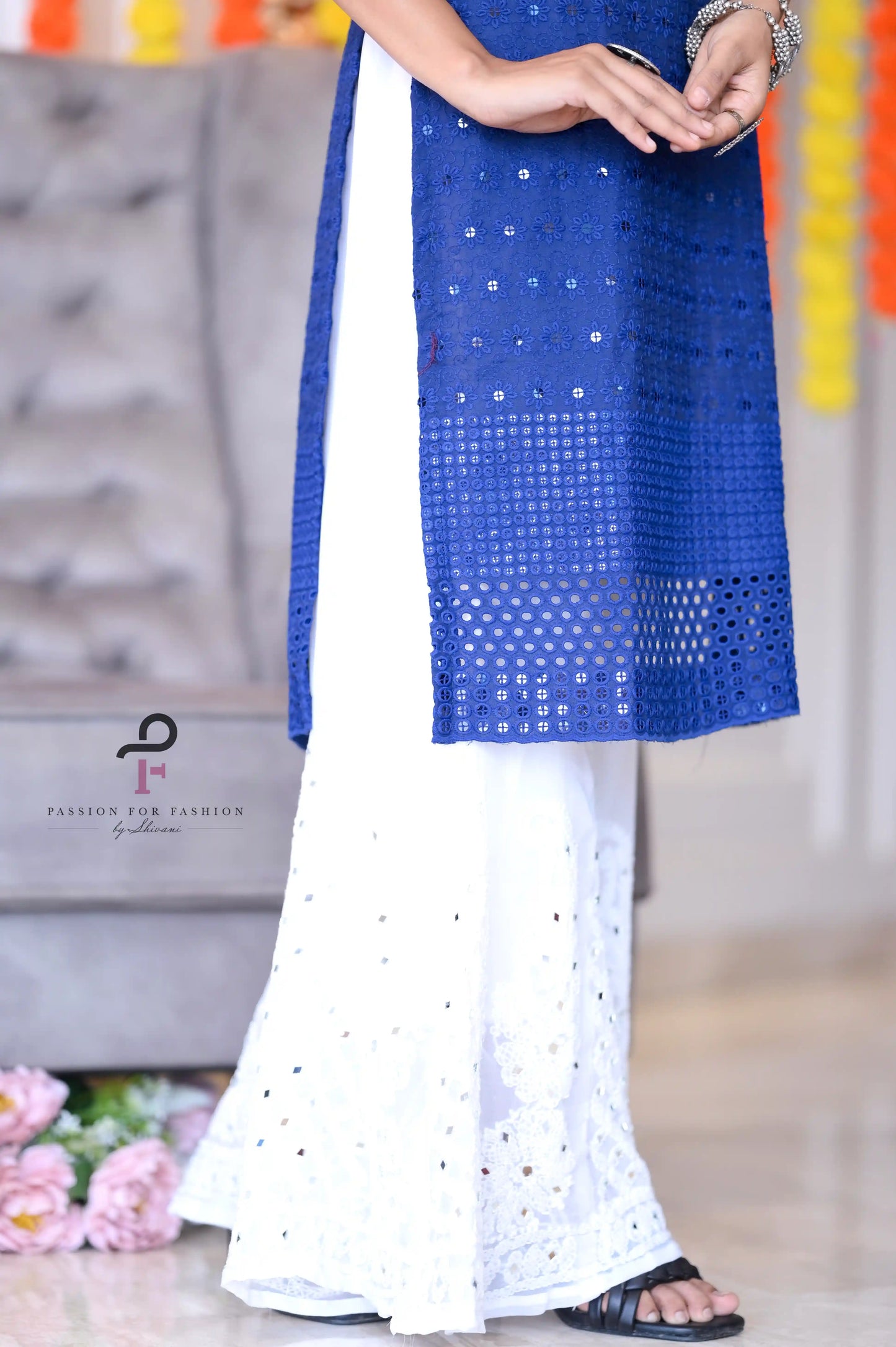 Rosy Blue Gulnaz Embroidered Kurta