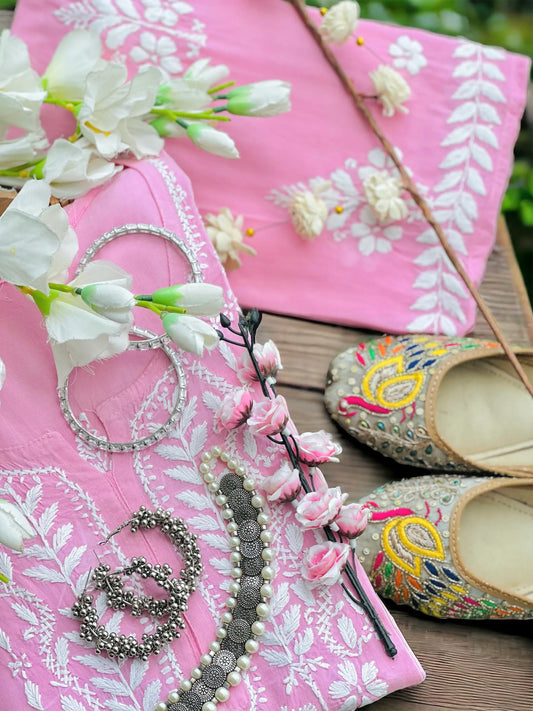 Blush Pink Meher Noor Chikankari Set