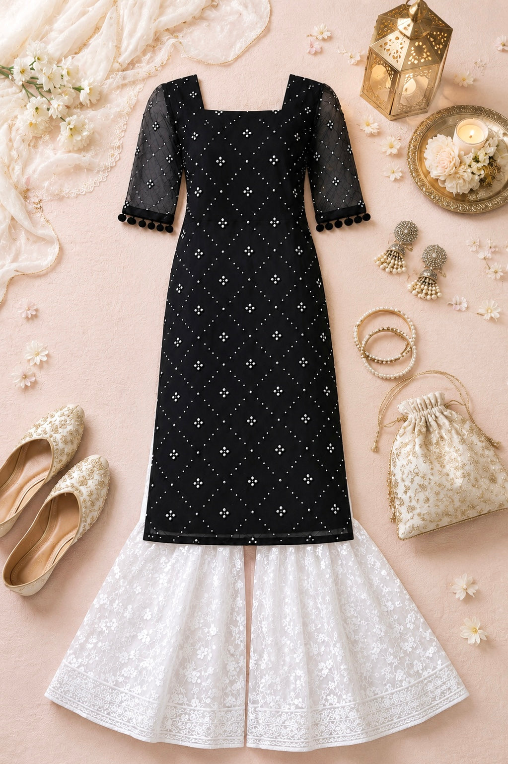 Jaaz Black Embroidered Gulnaz Kurta