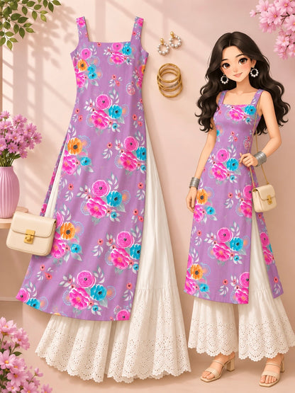 Gulnaz Lilac Blossom Printed Kurta
