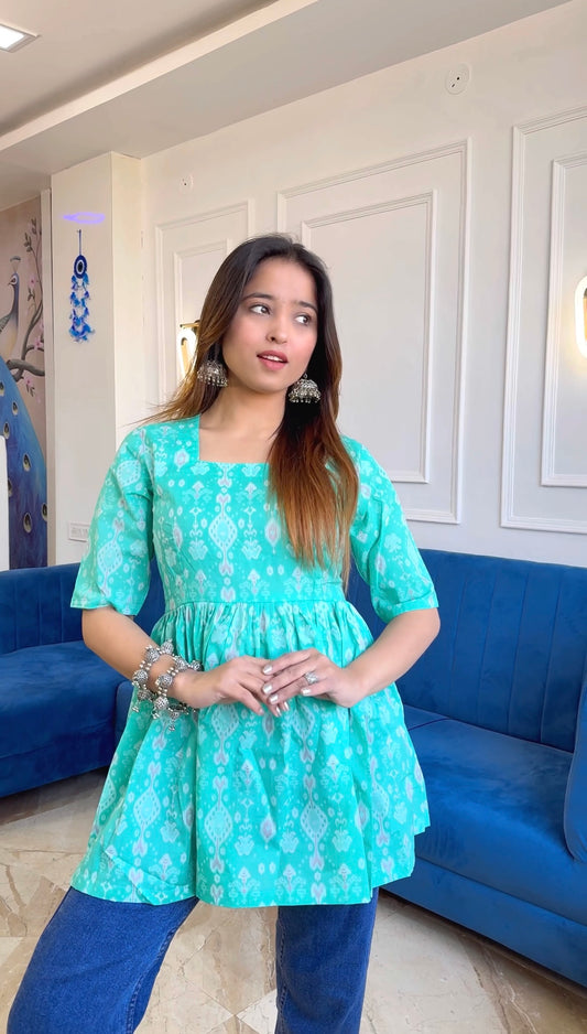 Manie’s Ikkat Jaipuri Short Top