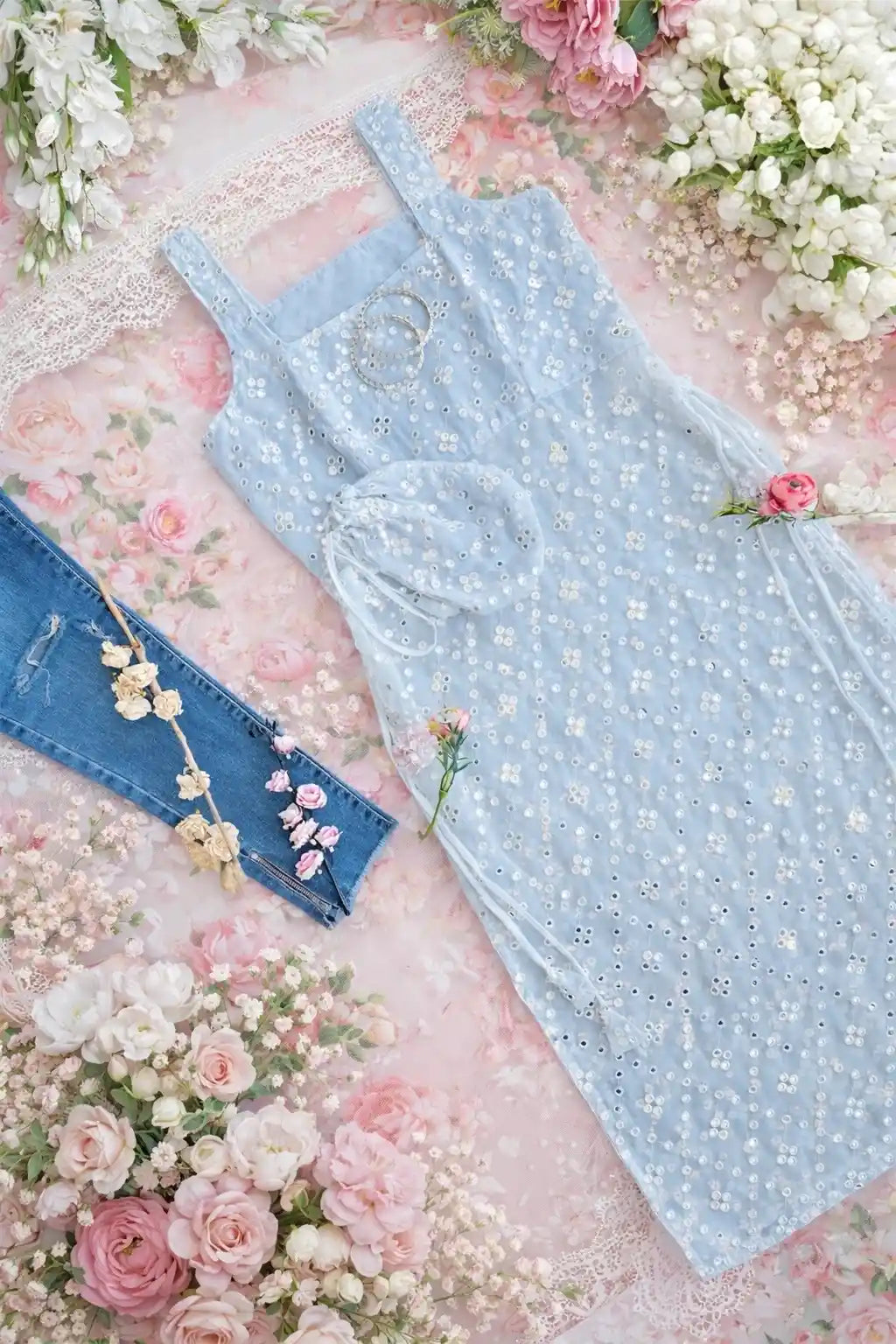 Anishka’s White Mirror Gulnaz Kurta