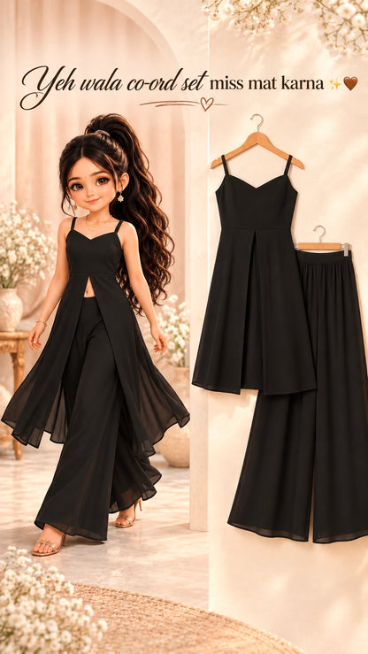 Noir Georgette Gulnaz Cord Set