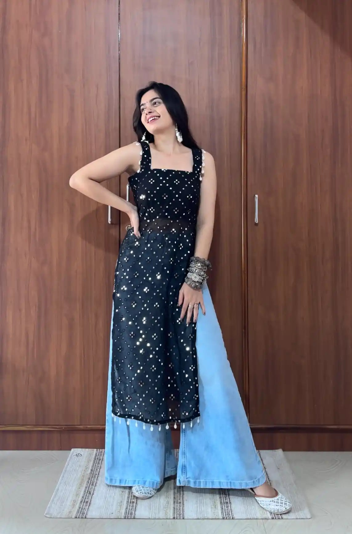Santoshi’s Black Embroidered Gulnaz Kurta
