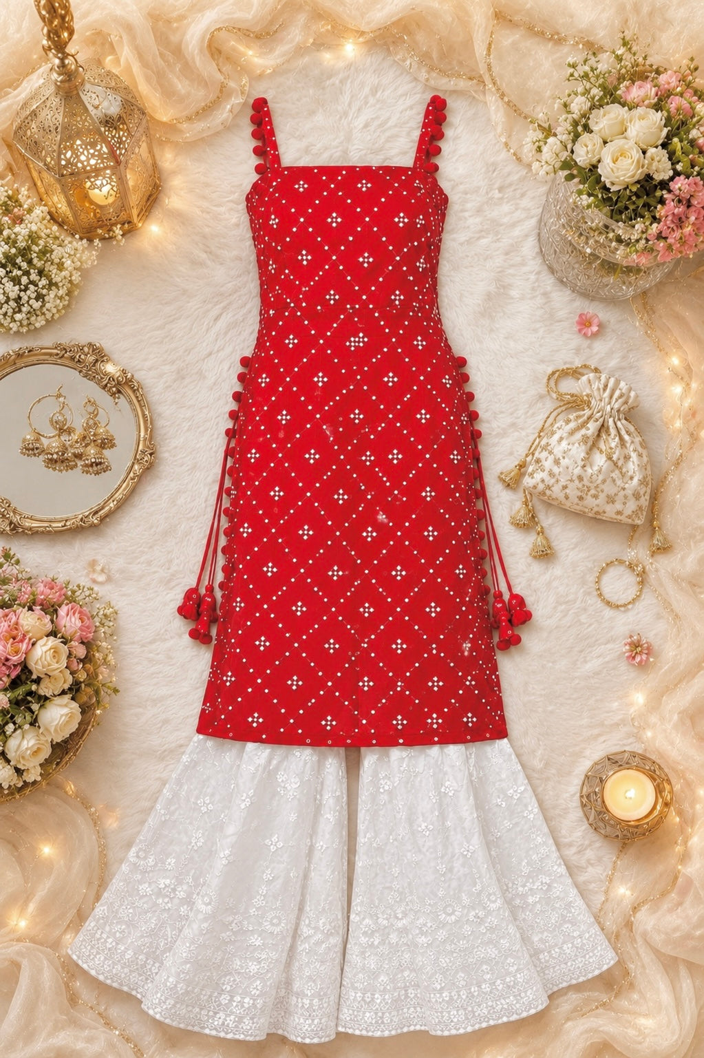 Nakhra Red Embroidered Gulnaz Kurta