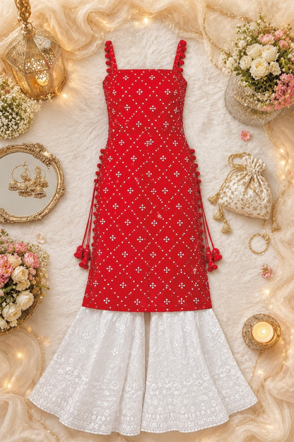 Nakhra Red Embroidered Gulnaz Kurta