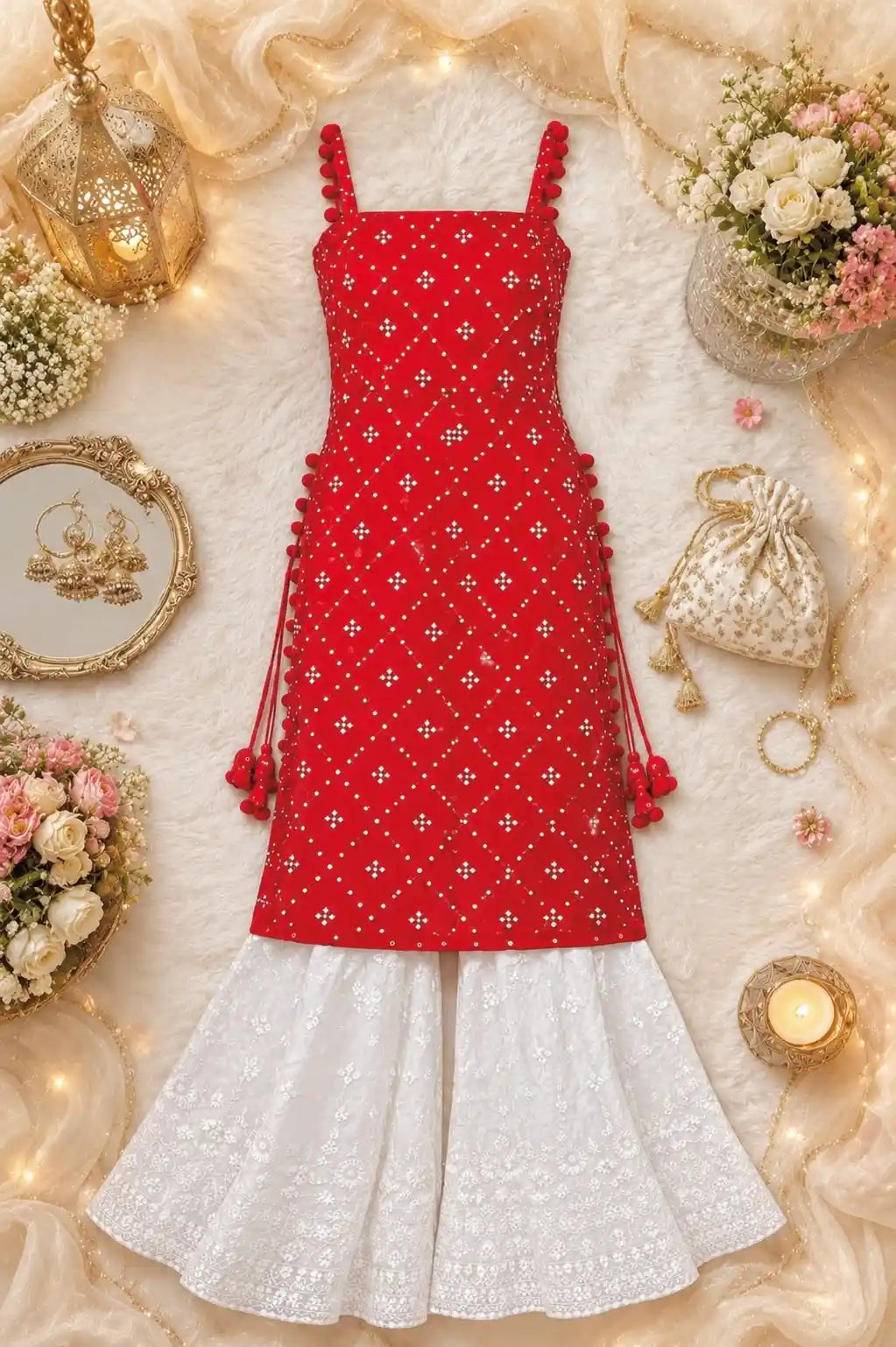 Nakhra Red Embroidered Gulnaz Kurta