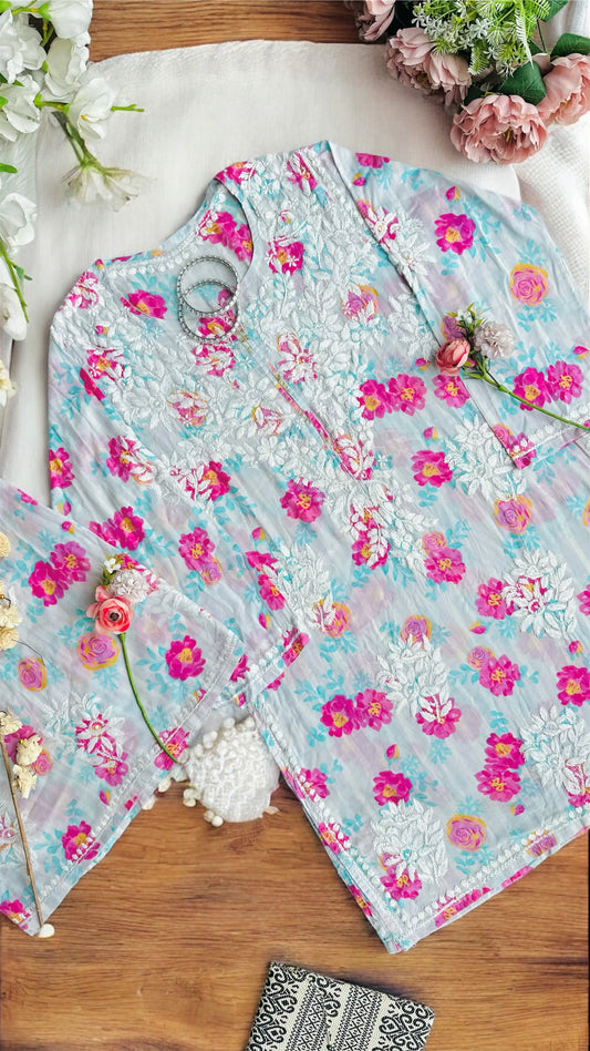 Bloom Hand-Embroidered Chikankari Set