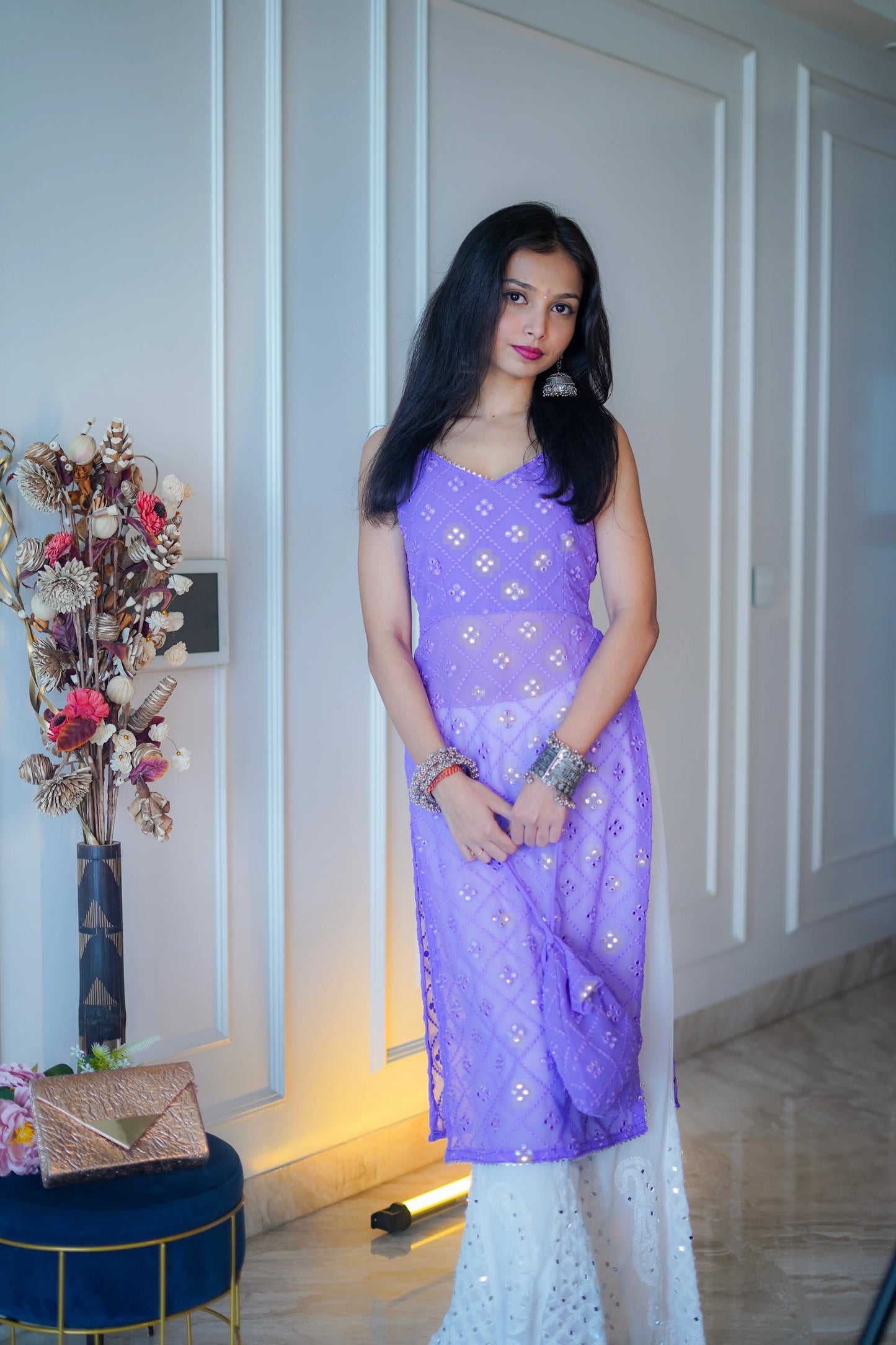 Lush Lilac Mirror Gulnaz Kurta